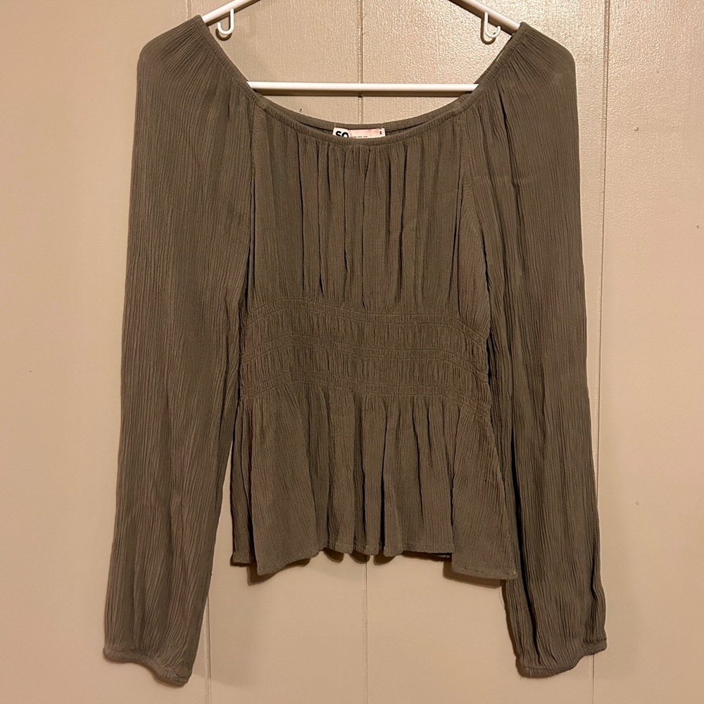 SO Goods For Life Green Long Sleeve Babydoll Top